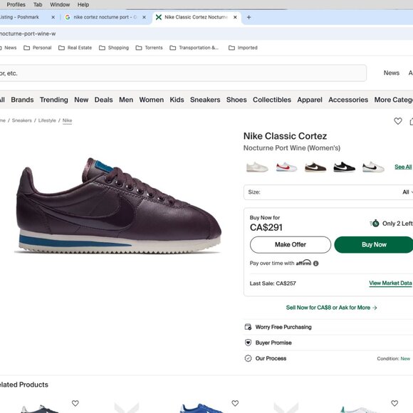 Nike Cortez Low Profile Sneakers in Nocturne Port Wine - 6 - Picture 12 of 13